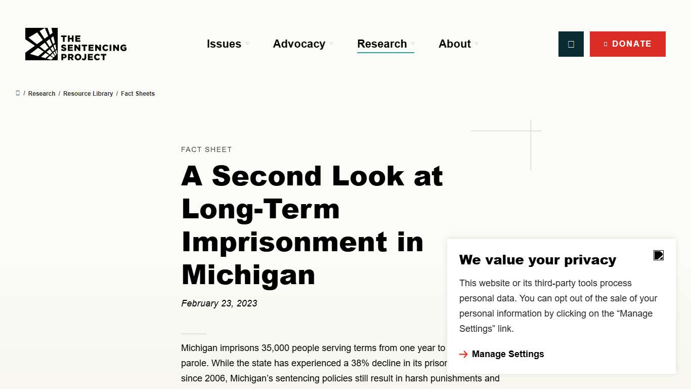 A Second Look at Long-Term Imprisonment in Michigan – The Sentencing Project
