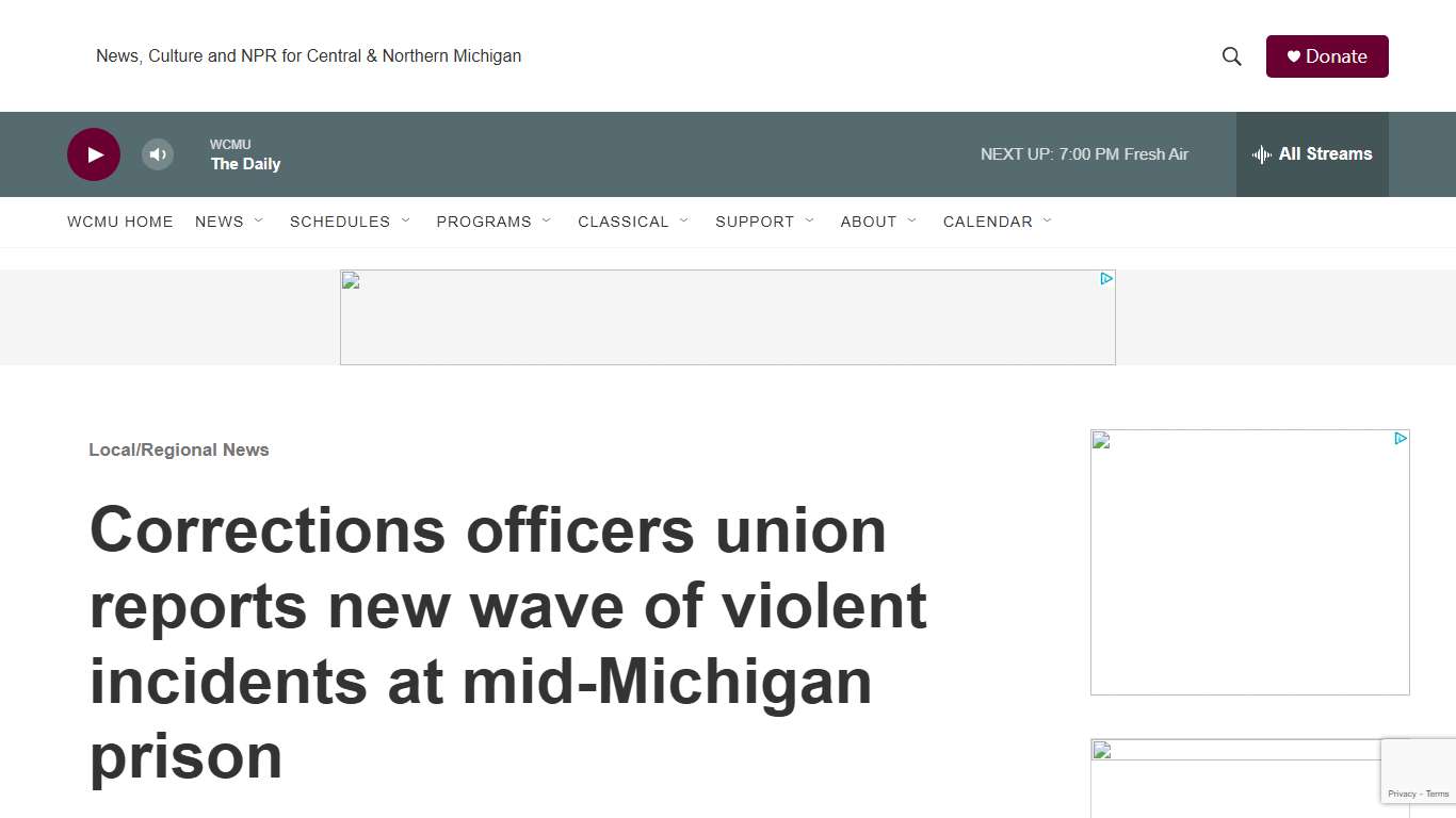 Corrections officers union reports new wave of violent incidents at mid-Michigan prison | WCMU Public Radio